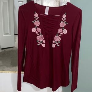Red long sleeve top